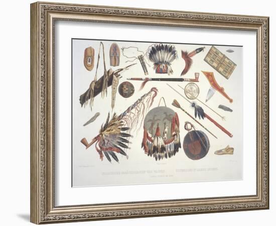 Indian Utensils and Arms, Engraved by Du Casse, Published in 1841-Karl Bodmer-Framed Giclee Print