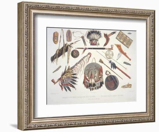 Indian Utensils and Arms, Engraved by Du Casse, Published in 1841-Karl Bodmer-Framed Giclee Print