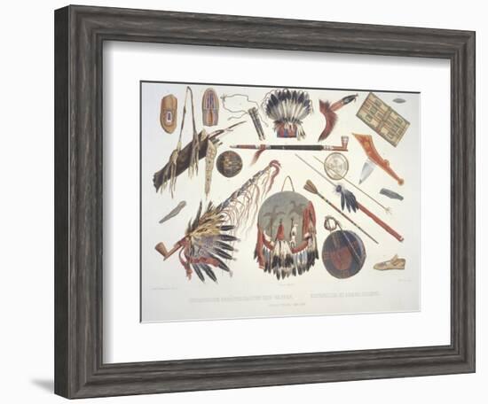 Indian Utensils and Arms, Engraved by Du Casse, Published in 1841-Karl Bodmer-Framed Giclee Print