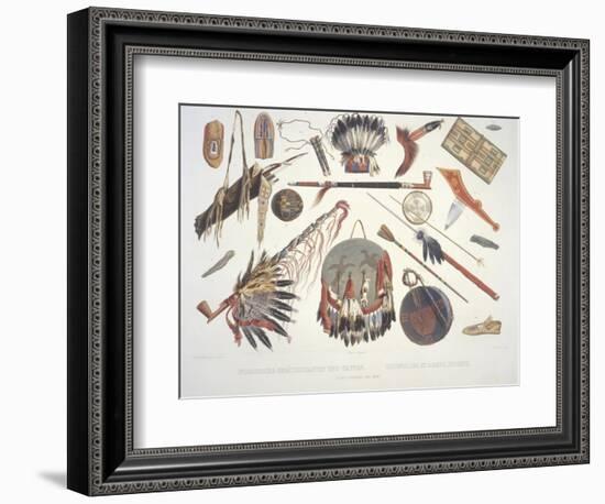 Indian Utensils and Arms, Engraved by Du Casse, Published in 1841-Karl Bodmer-Framed Giclee Print