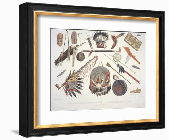 Indian Utensils and Arms, Engraved by Du Casse, Published in 1841-Karl Bodmer-Framed Giclee Print