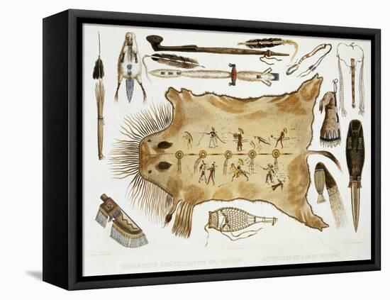Indian Utensils and Arms, Plate 21 from Volume 2 of "Travels in the Interior of North America"-Karl Bodmer-Framed Premier Image Canvas
