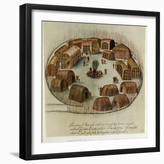 Indian Village of Pomeiooc-John White-Framed Giclee Print