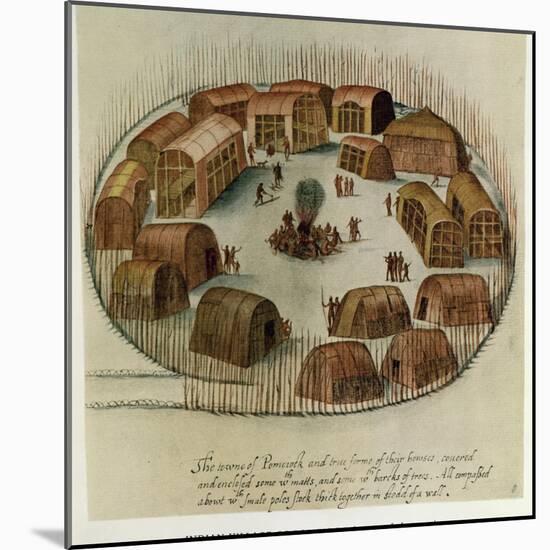 Indian Village of Pomeiooc-John White-Mounted Giclee Print