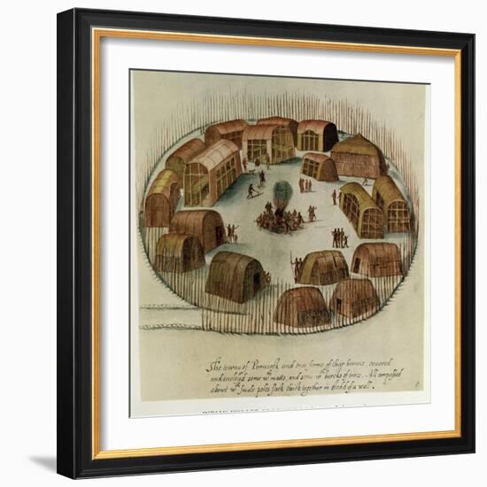 Indian Village of Pomeiooc-John White-Framed Giclee Print