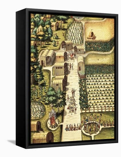 Indian Village of Secoton with Gardens-Theodor de Bry-Framed Stretched Canvas