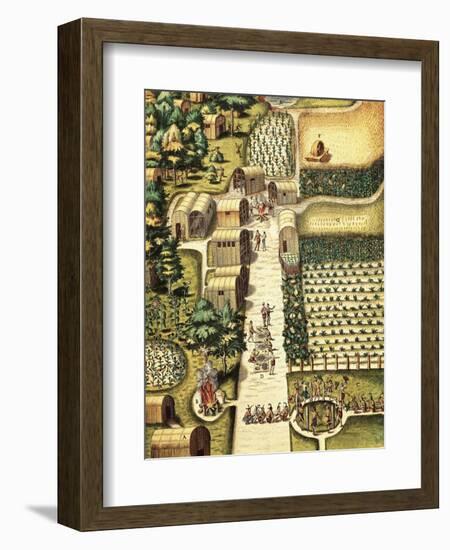 Indian Village of Secoton with Gardens-Theodor de Bry-Framed Art Print