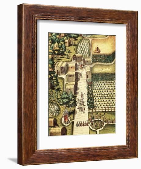 Indian Village of Secoton with Gardens-Theodor de Bry-Framed Art Print