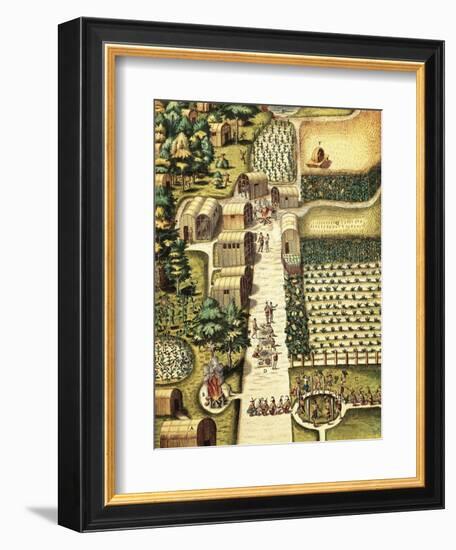 Indian Village of Secoton with Gardens-Theodor de Bry-Framed Art Print