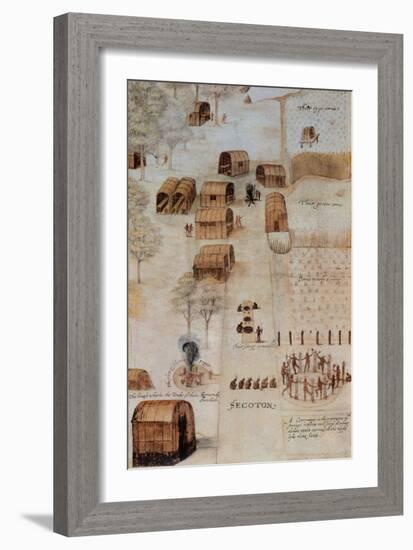 Indian Village of Secoton-John White-Framed Giclee Print