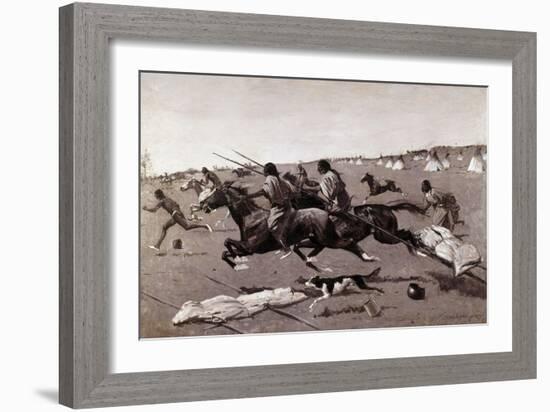 Indian Village Routed, Geronimo Fleeing from Camp-Frederic Sackrider Remington-Framed Giclee Print