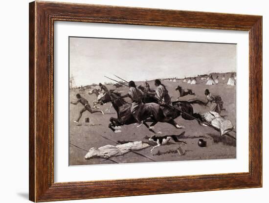 Indian Village Routed, Geronimo Fleeing from Camp-Frederic Sackrider Remington-Framed Giclee Print