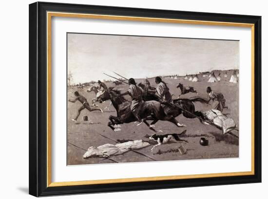 Indian Village Routed, Geronimo Fleeing from Camp-Frederic Sackrider Remington-Framed Giclee Print