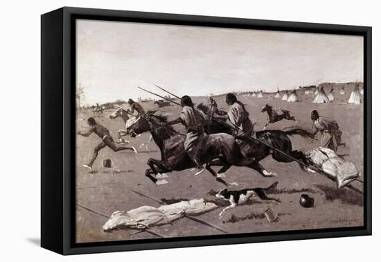 Indian Village Routed, Geronimo Fleeing from Camp-Frederic Sackrider Remington-Framed Premier Image Canvas