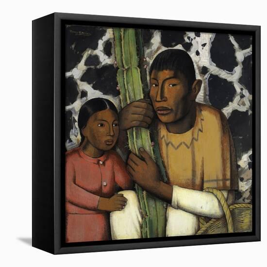Indian with Cactus (Tempera on Paper)-Alfredo Ramos Martinez-Framed Premier Image Canvas
