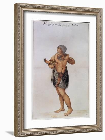 Indian Woman and Baby of Pomeiooc-John White-Framed Giclee Print