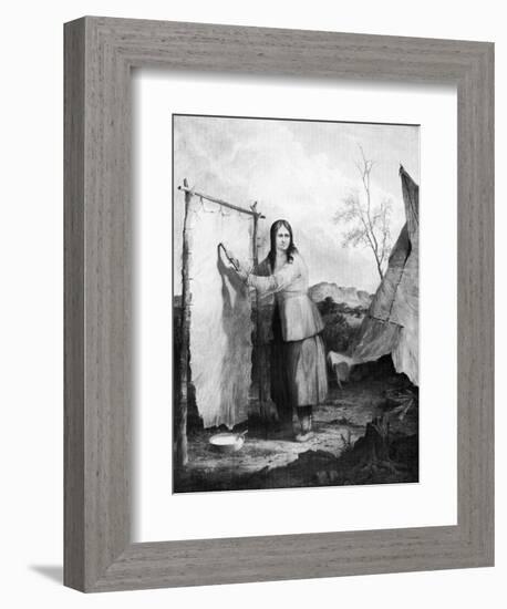 Indian Woman Dressing a Deer Skin, 1868-Seth Eastman-Framed Giclee Print