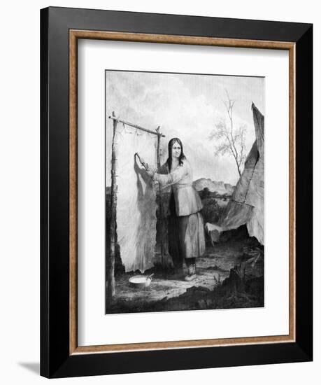 Indian Woman Dressing a Deer Skin, 1868-Seth Eastman-Framed Giclee Print