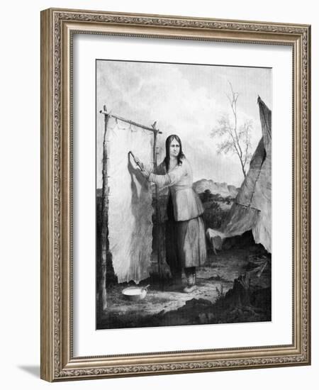 Indian Woman Dressing a Deer Skin, 1868-Seth Eastman-Framed Giclee Print