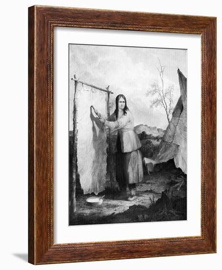 Indian Woman Dressing a Deer Skin, 1868-Seth Eastman-Framed Giclee Print