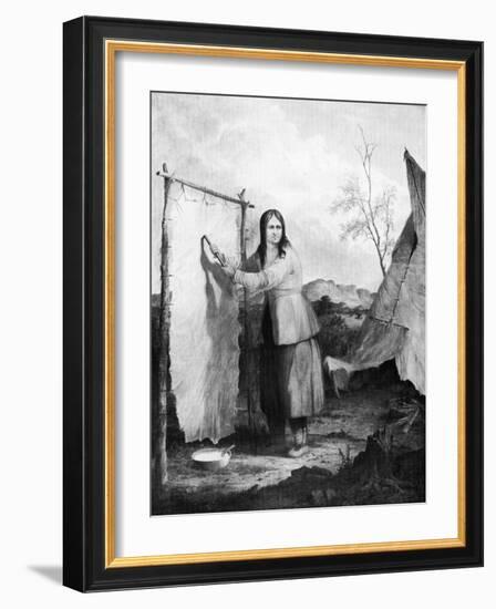 Indian Woman Dressing a Deer Skin, 1868-Seth Eastman-Framed Giclee Print