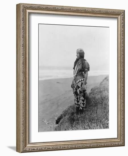 Indian Woman in Primitive Dress Edward Curtis Photograph-Lantern Press-Framed Art Print