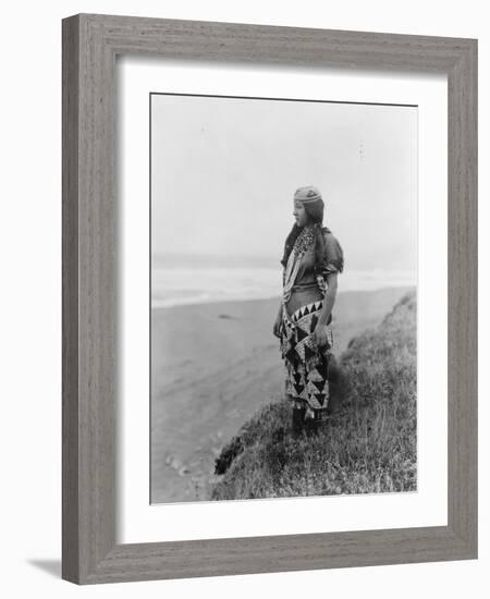 Indian Woman in Primitive Dress Edward Curtis Photograph-Lantern Press-Framed Art Print