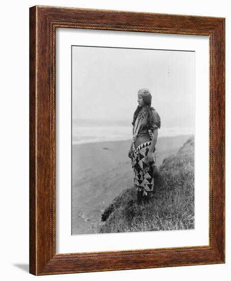 Indian Woman in Primitive Dress Edward Curtis Photograph-Lantern Press-Framed Art Print