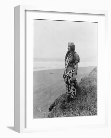 Indian Woman in Primitive Dress Edward Curtis Photograph-Lantern Press-Framed Art Print