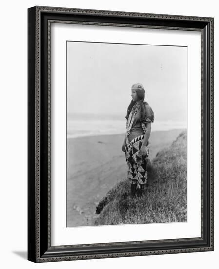 Indian Woman in Primitive Dress Edward Curtis Photograph-Lantern Press-Framed Art Print