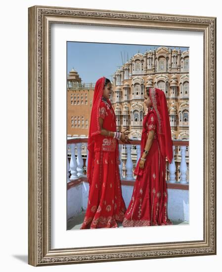 Indian women in color saris, Palace of the Wind, Jaipur, India-Adam Jones-Framed Photographic Print