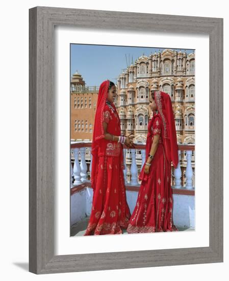 Indian women in color saris, Palace of the Wind, Jaipur, India-Adam Jones-Framed Photographic Print