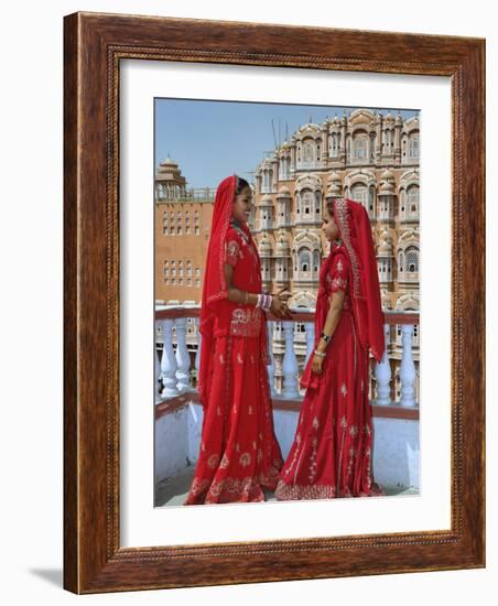 Indian women in color saris, Palace of the Wind, Jaipur, India-Adam Jones-Framed Photographic Print