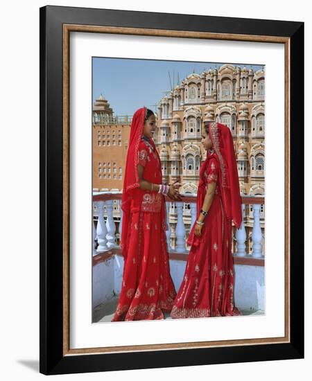 Indian women in color saris, Palace of the Wind, Jaipur, India-Adam Jones-Framed Photographic Print