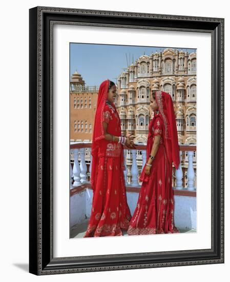 Indian women in color saris, Palace of the Wind, Jaipur, India-Adam Jones-Framed Photographic Print