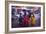 Indian women in colourful saris walk along streets-Charles Bowman-Framed Photographic Print