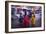 Indian women in colourful saris walk along streets-Charles Bowman-Framed Photographic Print