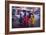 Indian women in colourful saris walk along streets-Charles Bowman-Framed Photographic Print