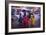 Indian women in colourful saris walk along streets-Charles Bowman-Framed Photographic Print