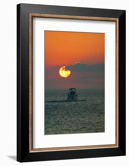 Indiana Beach sunset over Lake Michigan, Indiana Dunes, Indiana, USA-Anna Miller-Framed Photographic Print