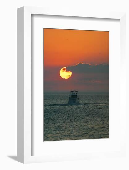 Indiana Beach sunset over Lake Michigan, Indiana Dunes, Indiana, USA-Anna Miller-Framed Photographic Print