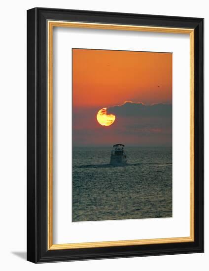 Indiana Beach sunset over Lake Michigan, Indiana Dunes, Indiana, USA-Anna Miller-Framed Photographic Print