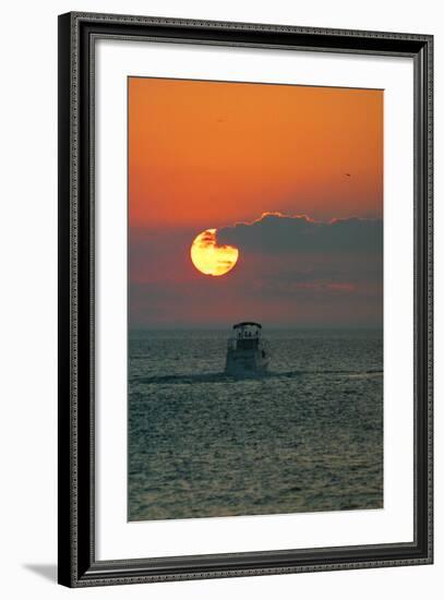 Indiana Beach sunset over Lake Michigan, Indiana Dunes, Indiana, USA-Anna Miller-Framed Photographic Print