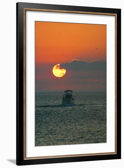 Indiana Beach sunset over Lake Michigan, Indiana Dunes, Indiana, USA-Anna Miller-Framed Photographic Print