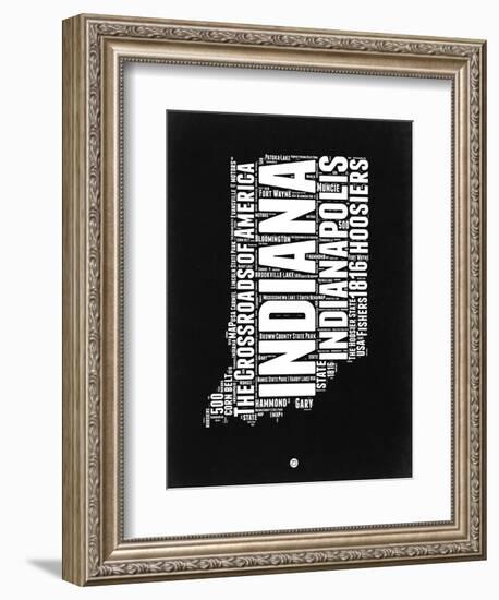 Indiana Black and White Map-NaxArt-Framed Art Print