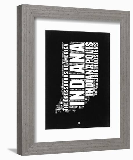 Indiana Black and White Map-NaxArt-Framed Art Print