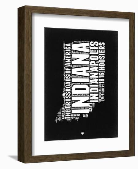 Indiana Black and White Map-NaxArt-Framed Art Print