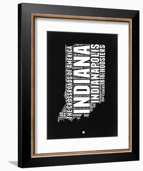 Indiana Black and White Map-NaxArt-Framed Art Print