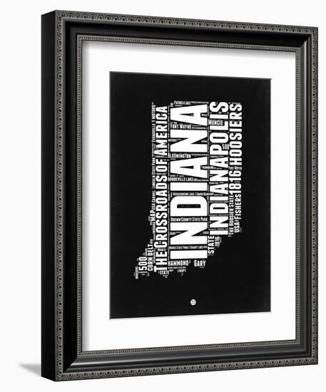 Indiana Black and White Map-NaxArt-Framed Art Print