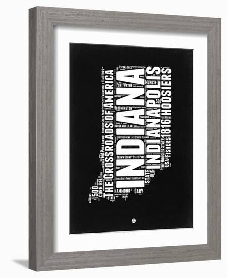 Indiana Black and White Map-NaxArt-Framed Art Print